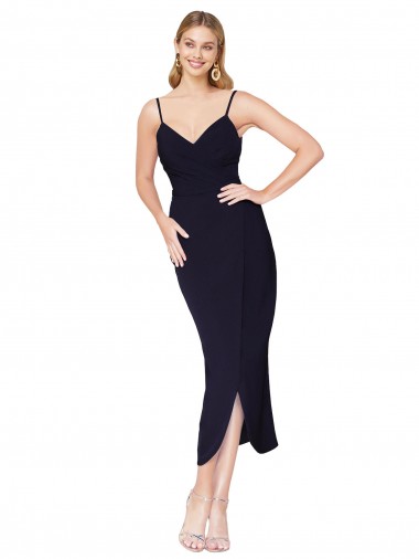 Stretch Crepe Dark Navy Sleeveless Mermaid V-Back Prom Dress Canada Manufacturer