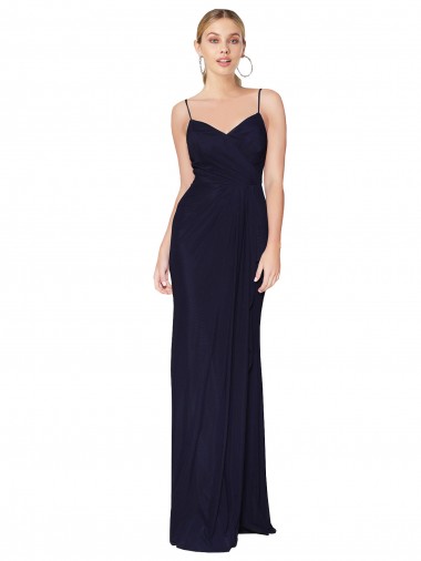 Soft Chiffon Dark Navy Sleeveless Mermaid V-Back Prom Dress Canada Manufacturer