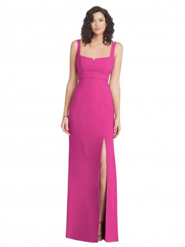 Stretch Crepe Fuchsia Sleeveless Trumpet Low Back Prom Dress Canada Manufacturer