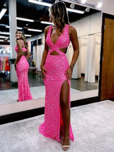 Velvet Sequin Sleeveless Sheath Long Sweep Train Prom Party Dress Canada Manufacturer